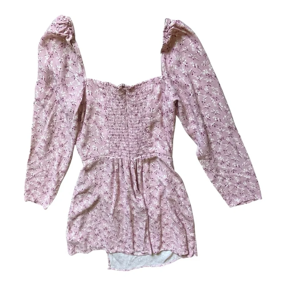 Reformation Corbin Dress Sz 8 Puff Sleeve Smocked - Picture 3 of 5